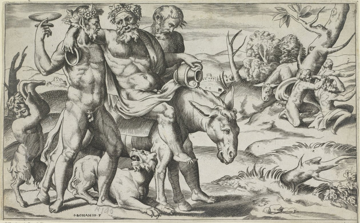 Silenus rider på en åsna av Giulio Bonasone
