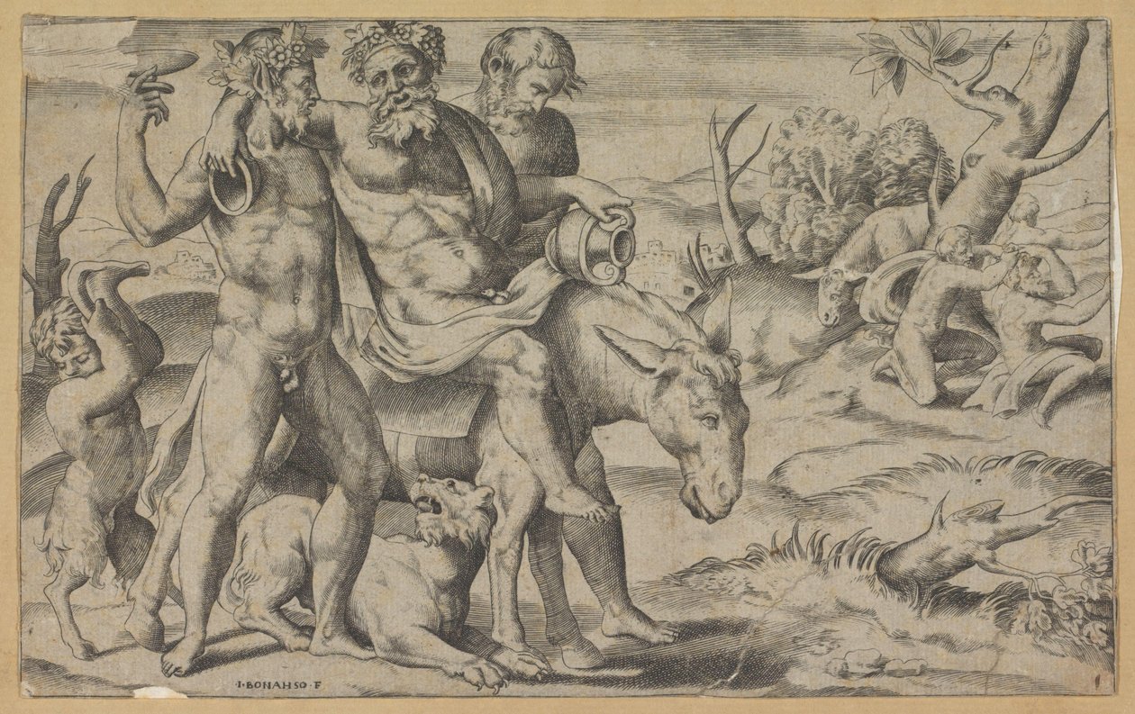Silenus rider på en åsna av Giulio Bonasone