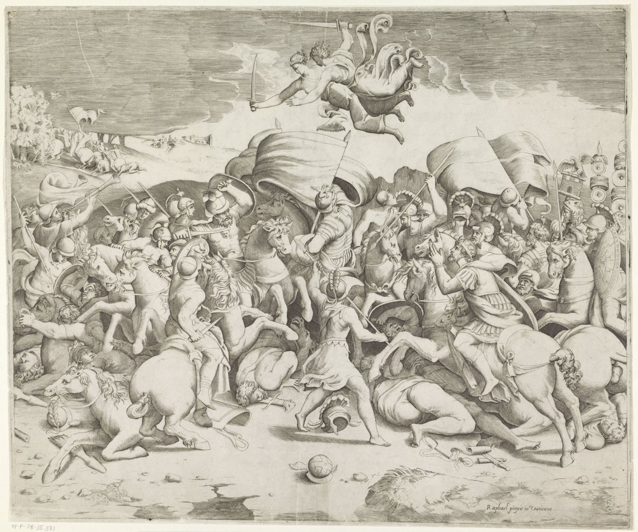 Slaget vid Milvian Bridge av Giulio Bonasone