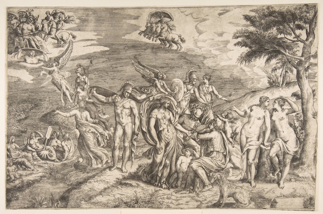 The Judgment of Paris, 1500-talet. av Giulio Bonasone