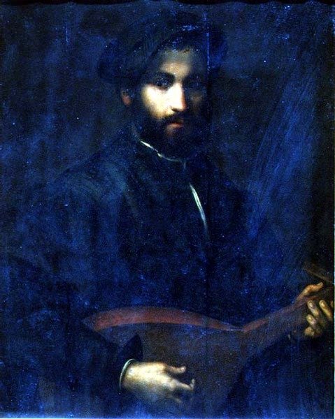 The Guitar Player (panel) av Giulio Campi