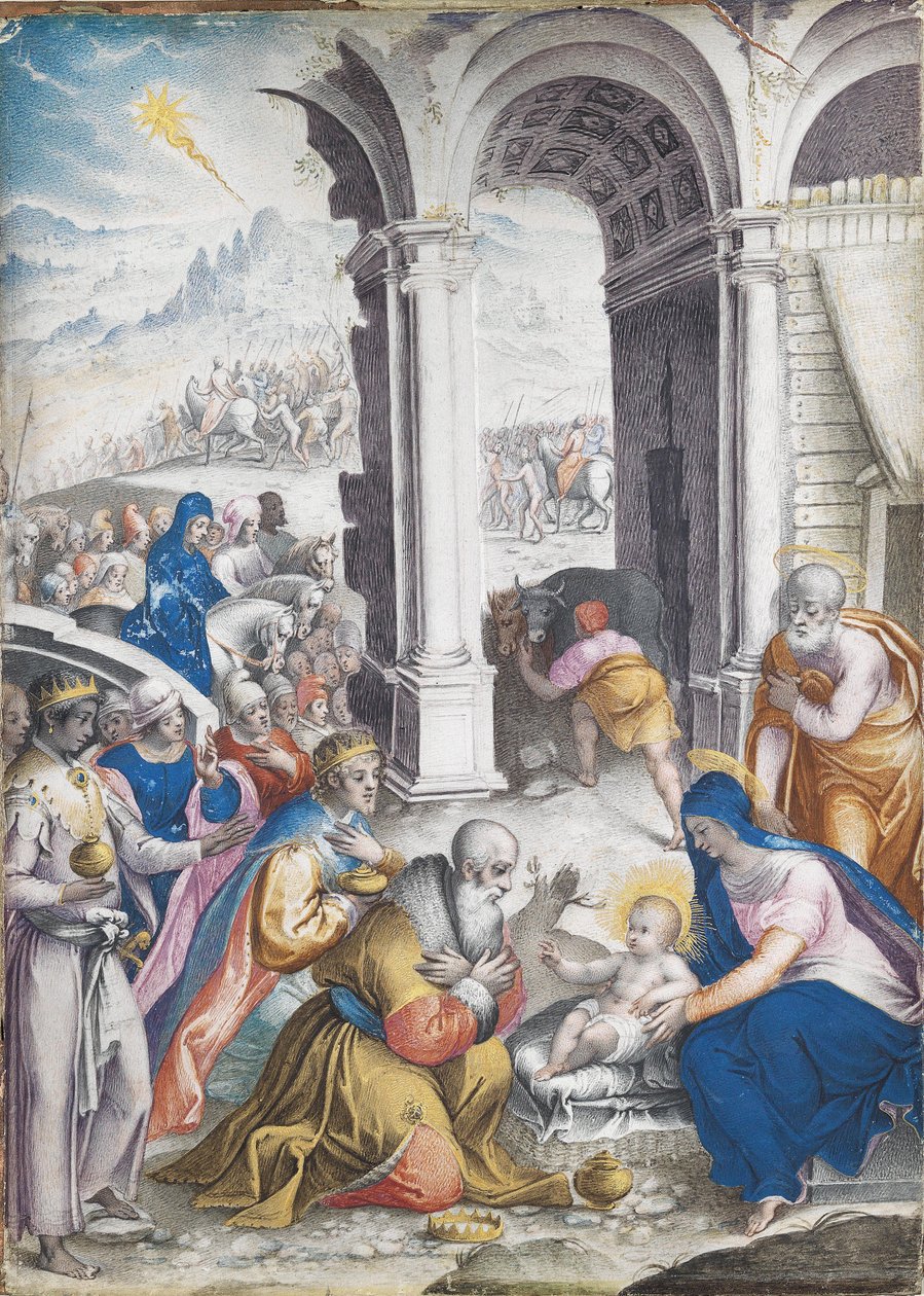 Tillbedjan av Magi av Giulio Clovio
