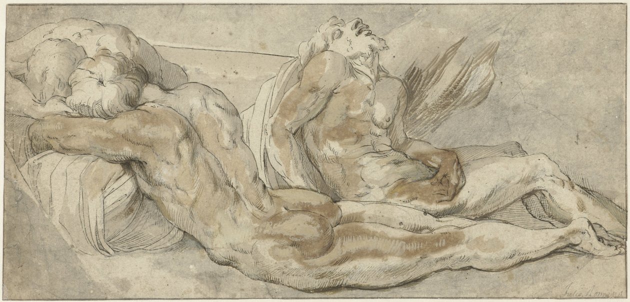 Tre liggande män av Giulio Romano