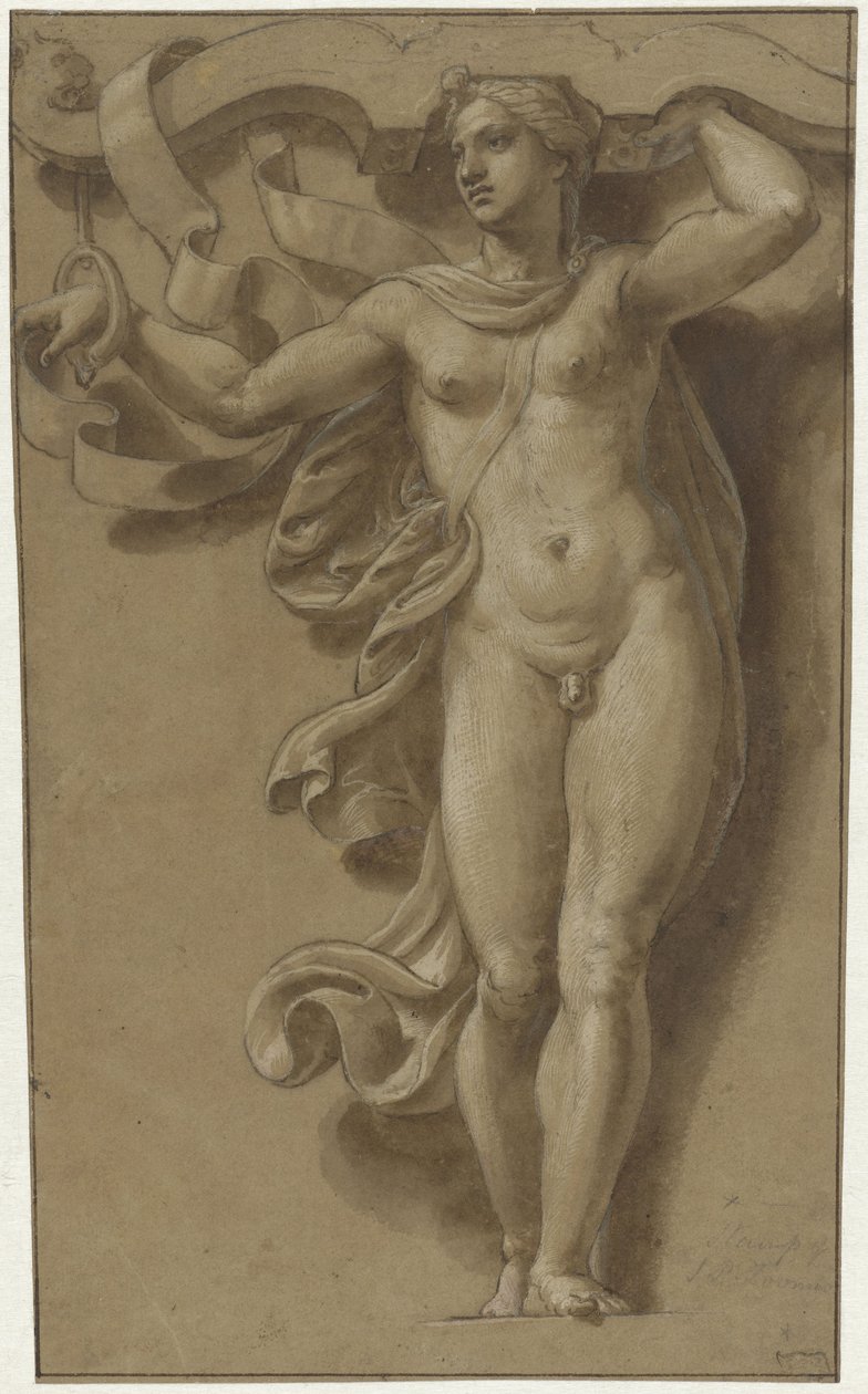 Hermafrodit som karyatid Hermafroditus als kariatide av Giulio Romano