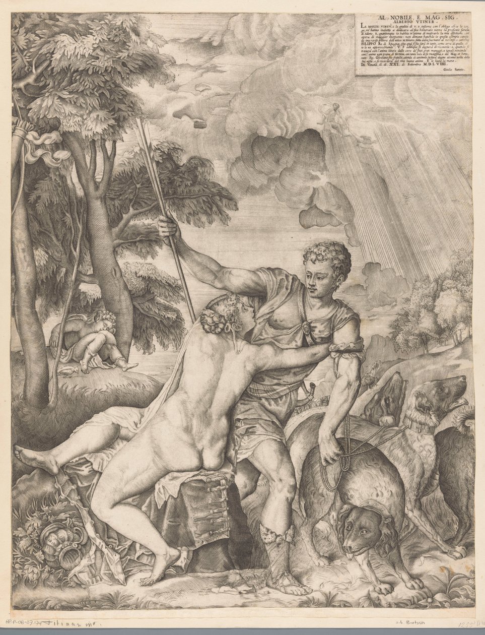 Venus en Adonis av Giulio Sanuto