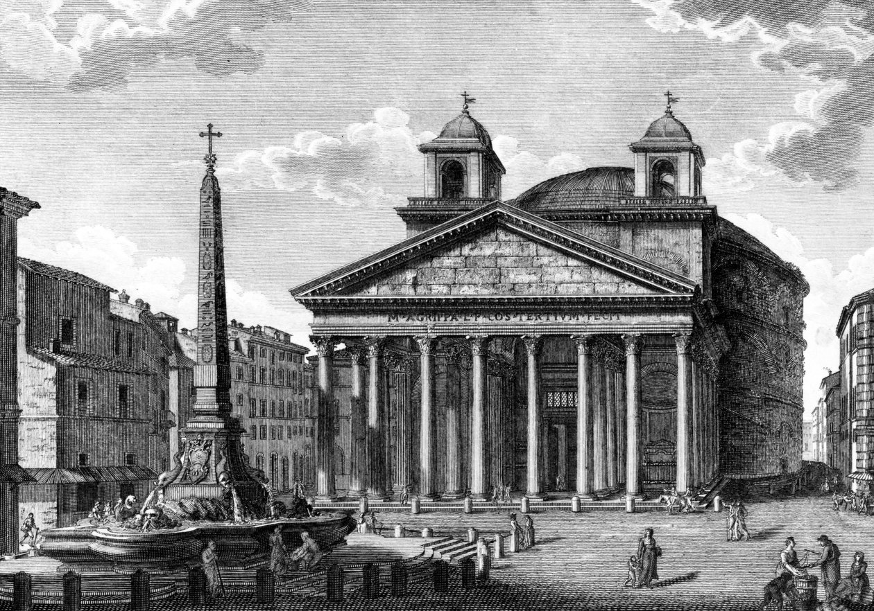 Utsikt över Pantheon, Rom, c.1810 av Giuseppe Acquaroni