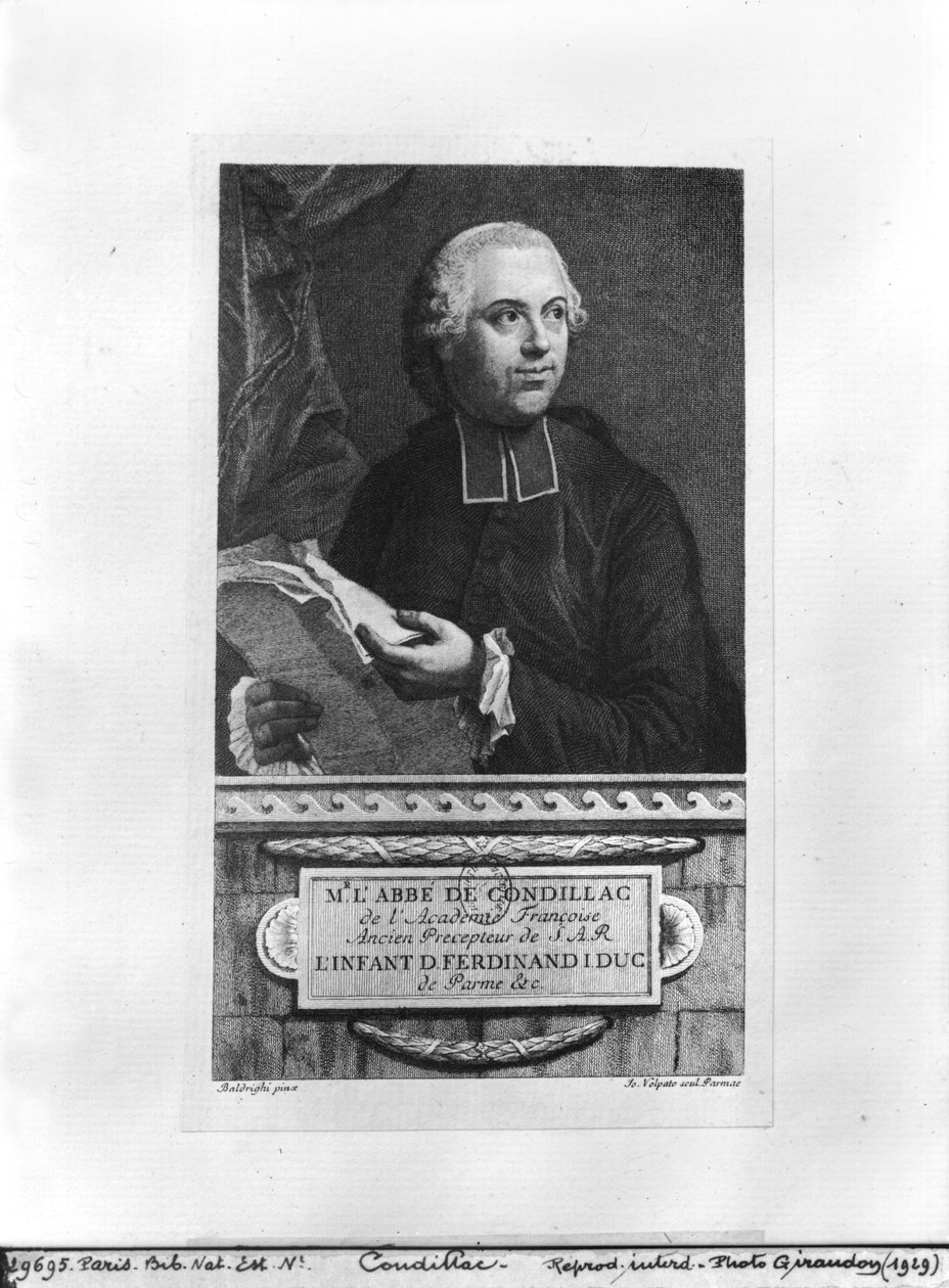 Etienne Bonnot de Condillac (1715-80) 1700-talets andra hälft, graverad av Giovanni Volpato (1733-1803) av Giuseppe Baldrighi