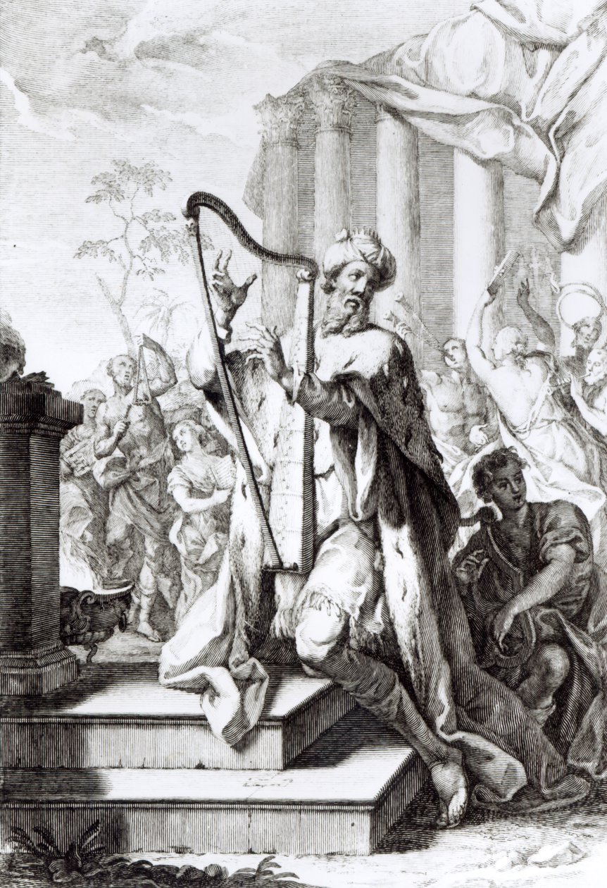 King David Playing the Lyra, graverad av A Faldanus av Giuseppe Camerata