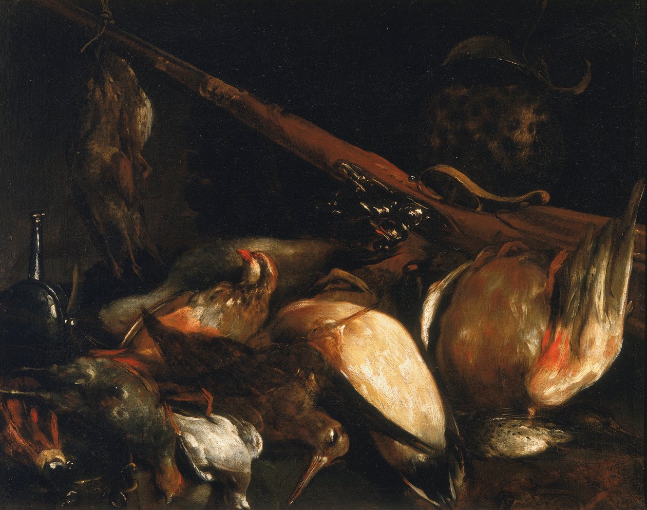 Döda fåglar och arquebus av Giuseppe Maria Crespi
