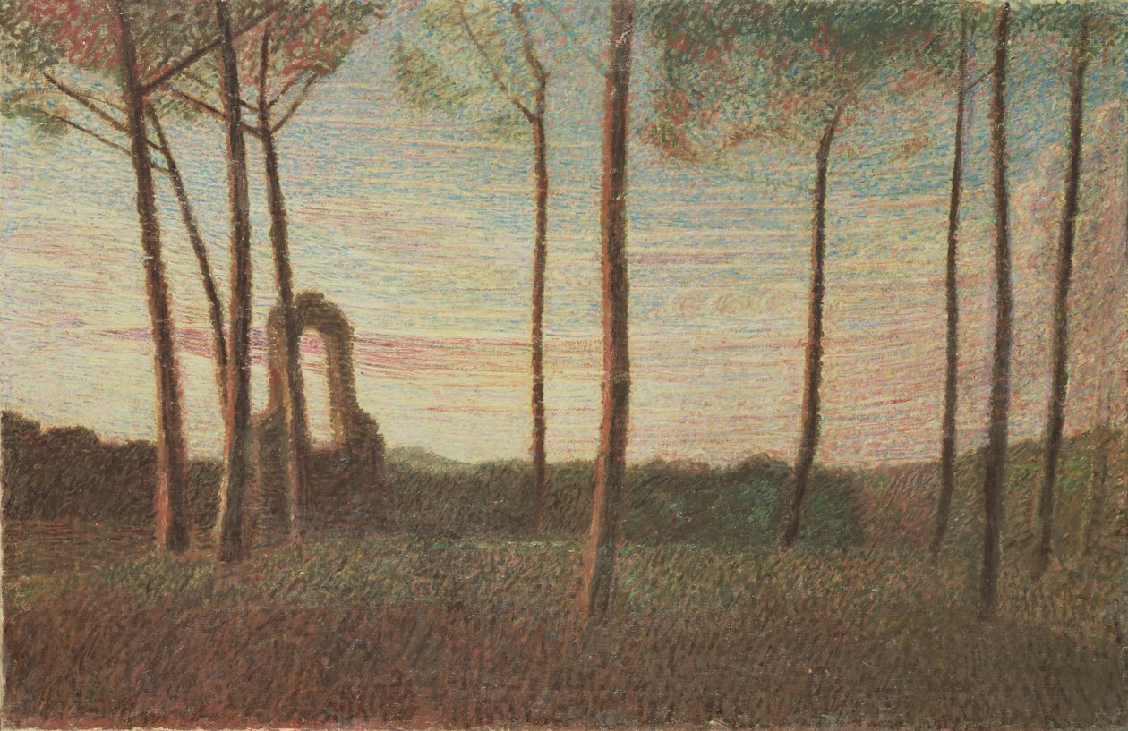 Landskapet i Villa Borghese, 1906 av Giuseppe Pellizza da Volpedo