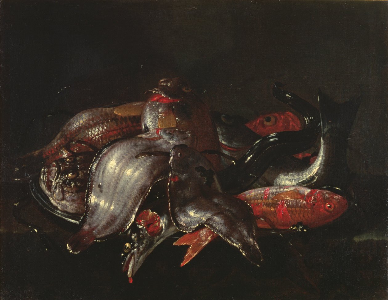 Fiskens stilleben, ca 1670-80 av Giuseppe Recco