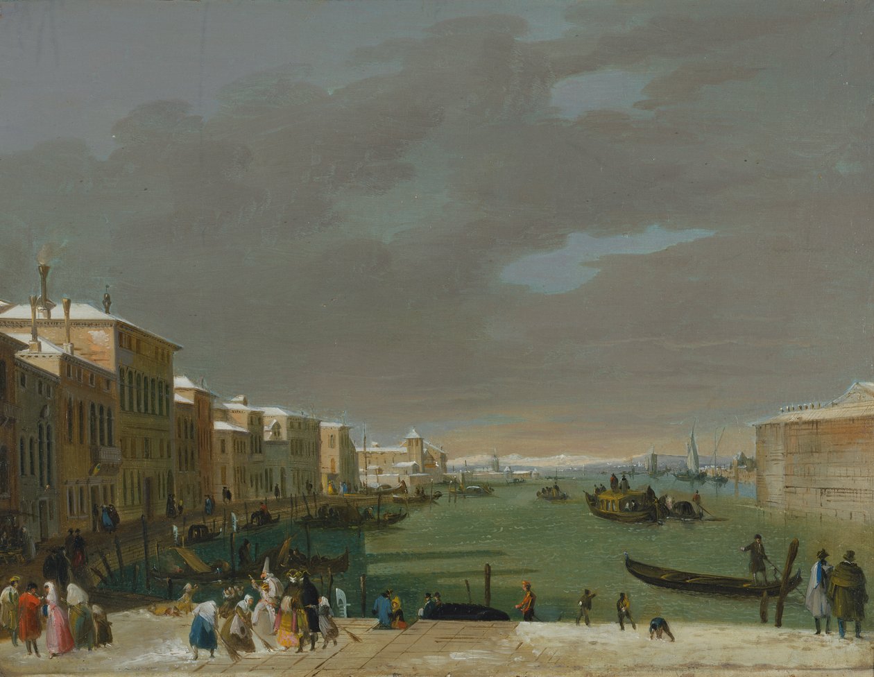Venedig med snö och masker av Giuseppe Bernardino Bison