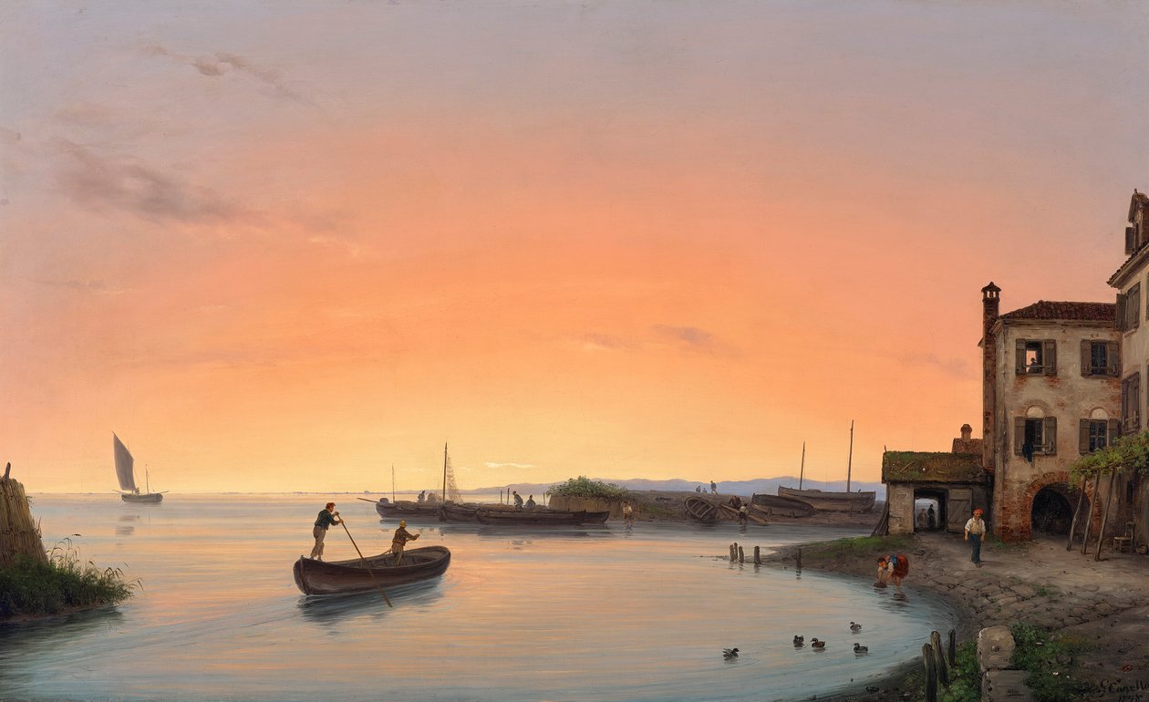 Chioggia före soluppgången av Giuseppe Canella d. Ä.