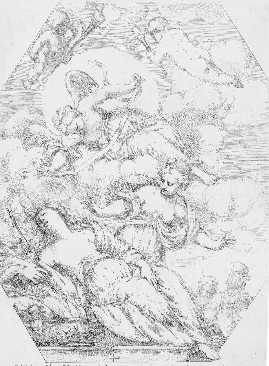 Dido på begravningsbålet, 1650-1700. av Giuseppe Diamantini