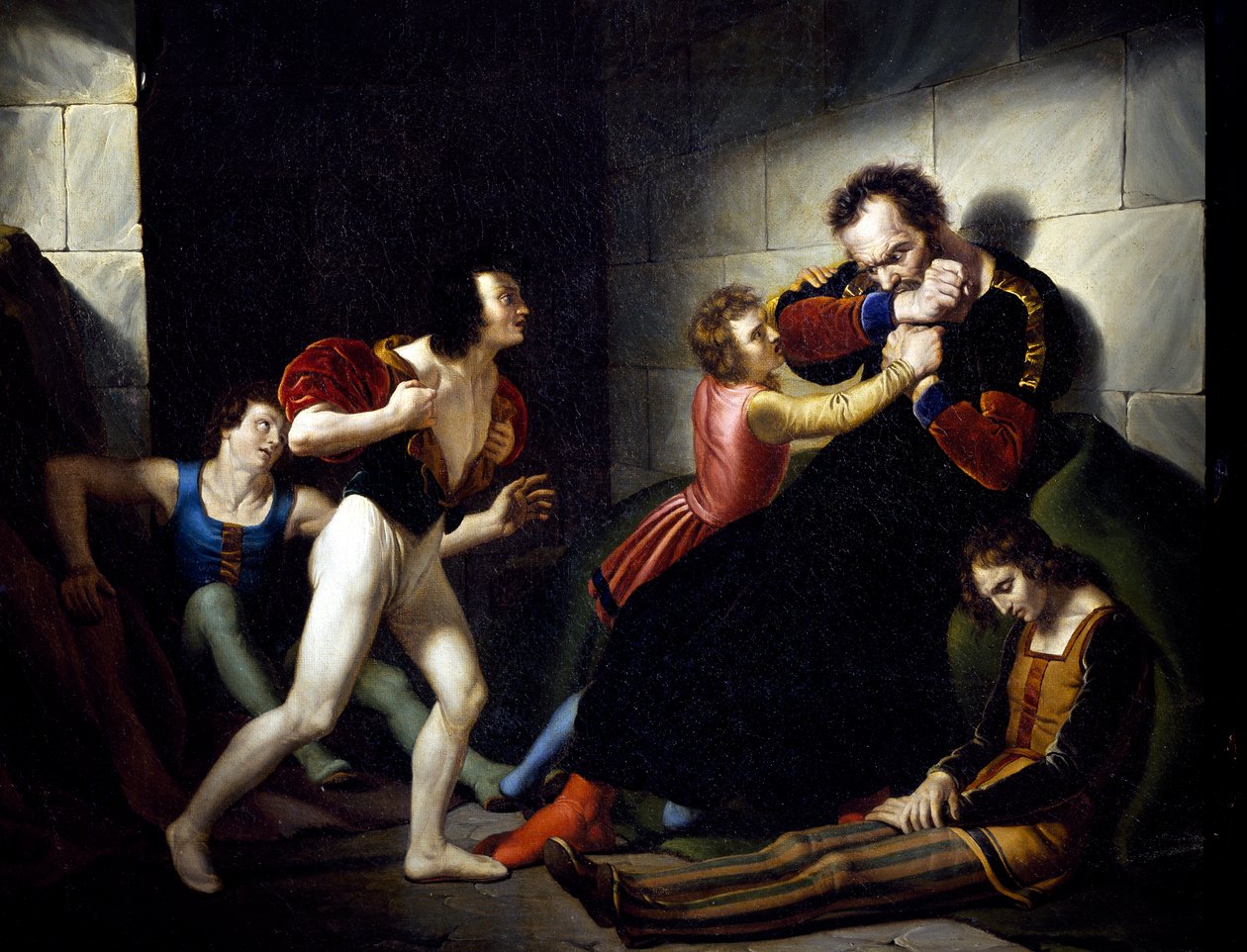Greve Ugolino biter sig i händerna av Giuseppe Diotti