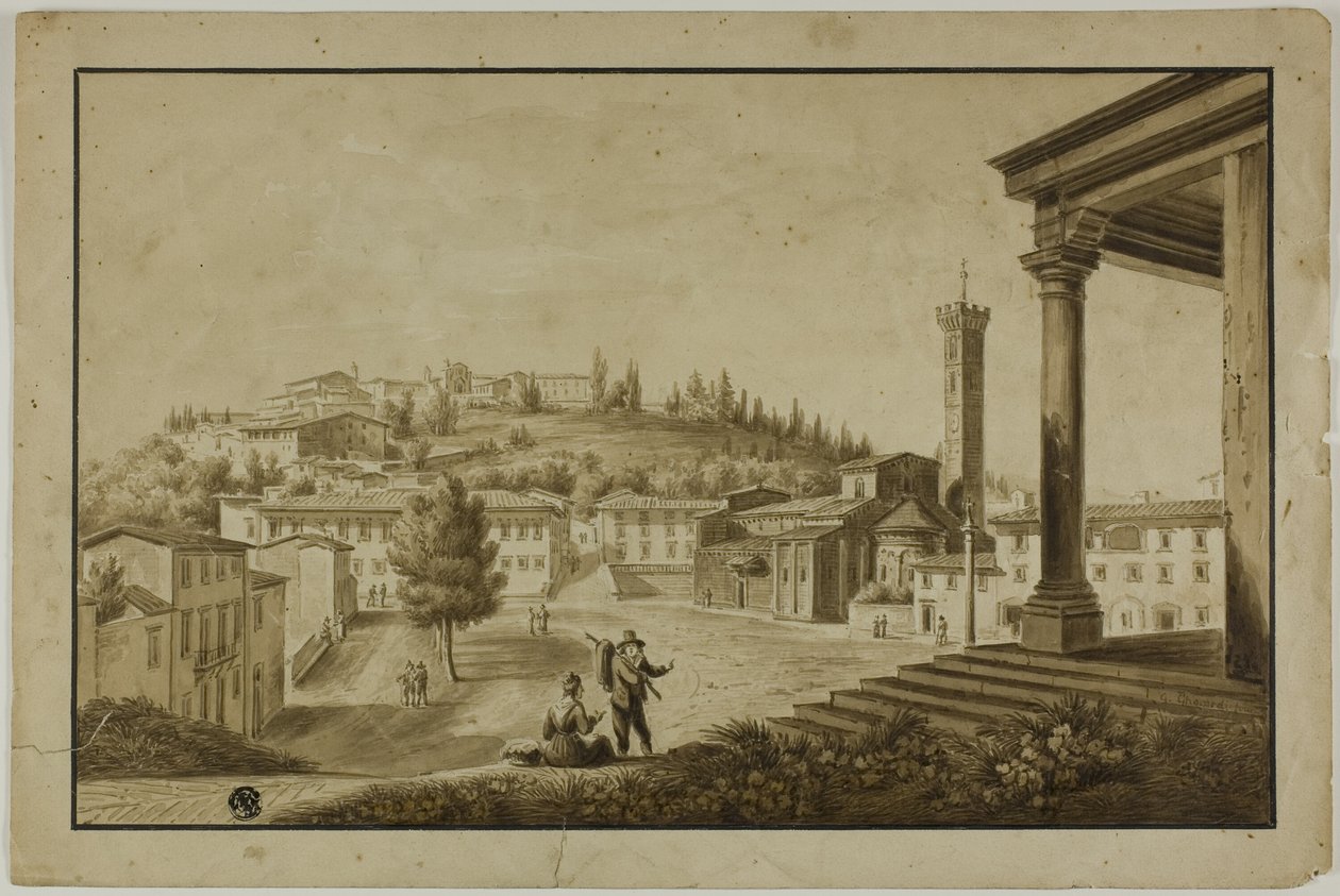 Utsikt över Piazza i Fiesole av Giuseppe Gherardi