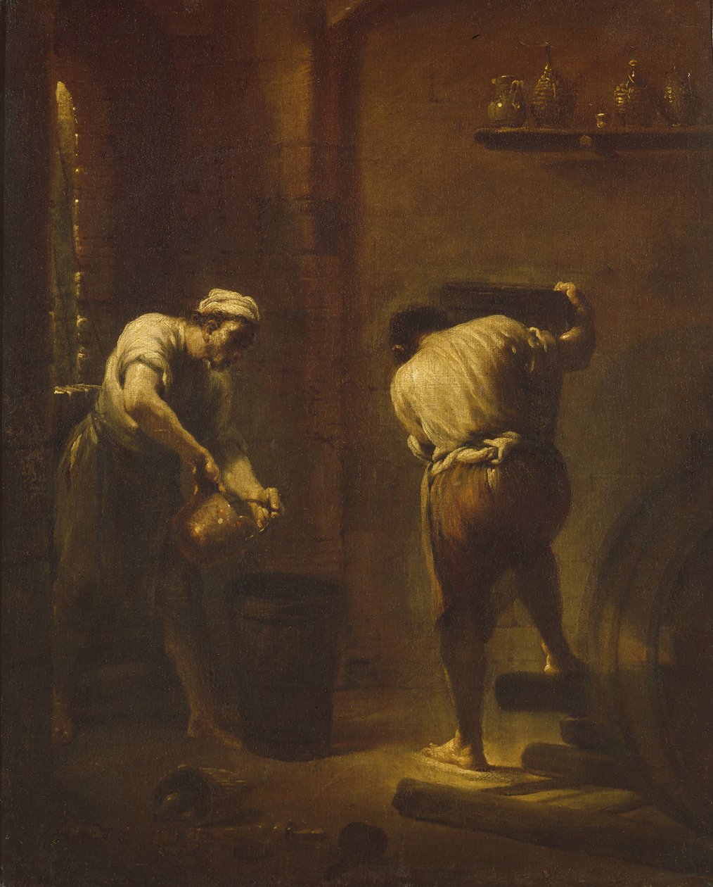 Scen i källaren, ca 1710-1715. av Giuseppe Maria Crespi