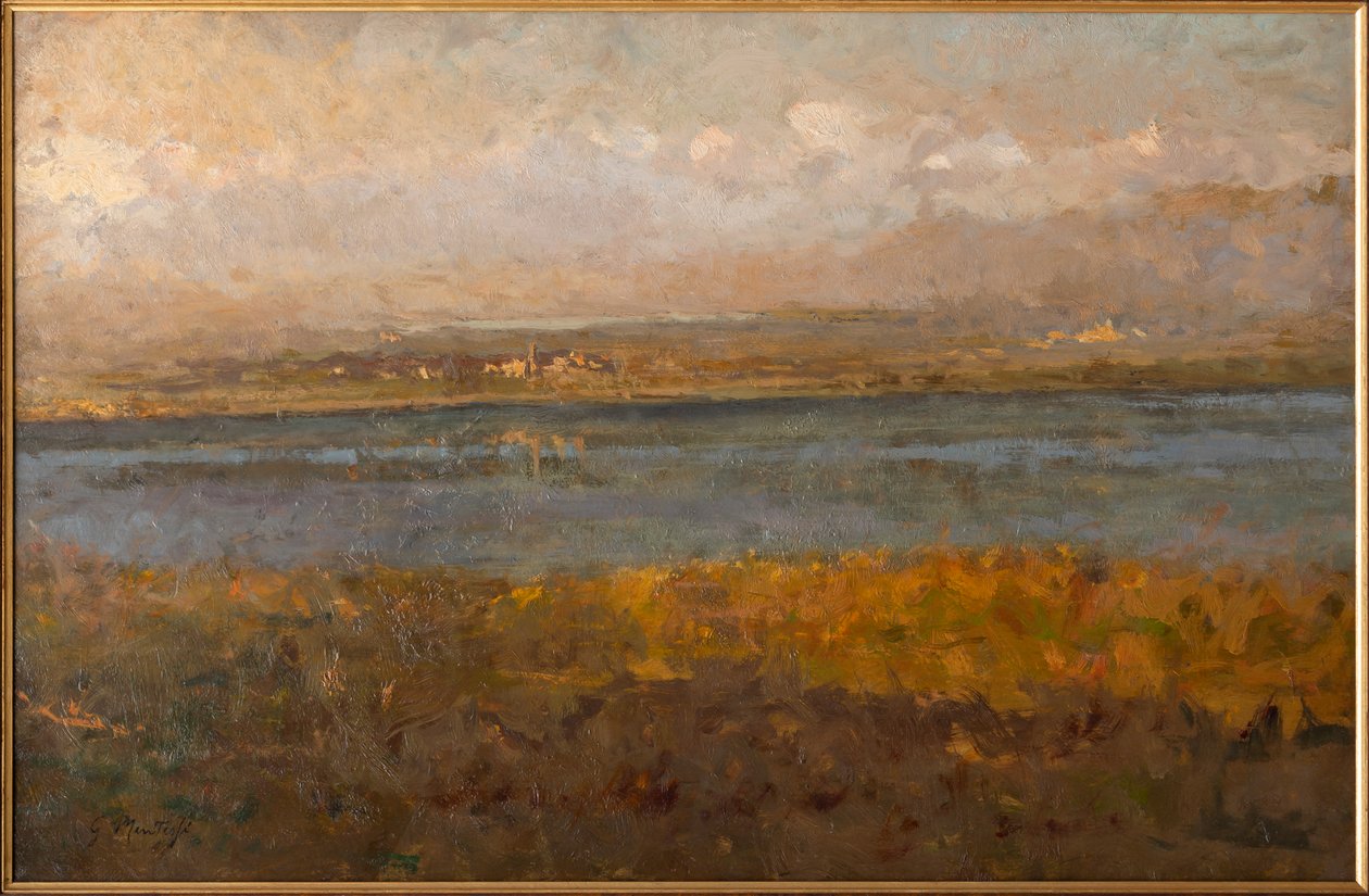 Small Brianza Lakes (olja på duk) av Giuseppe Mentessi