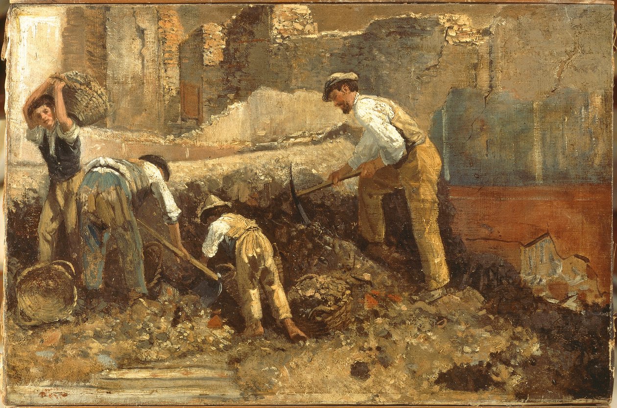 Utgrävningar av Ercolano av Giuseppe Palizzi