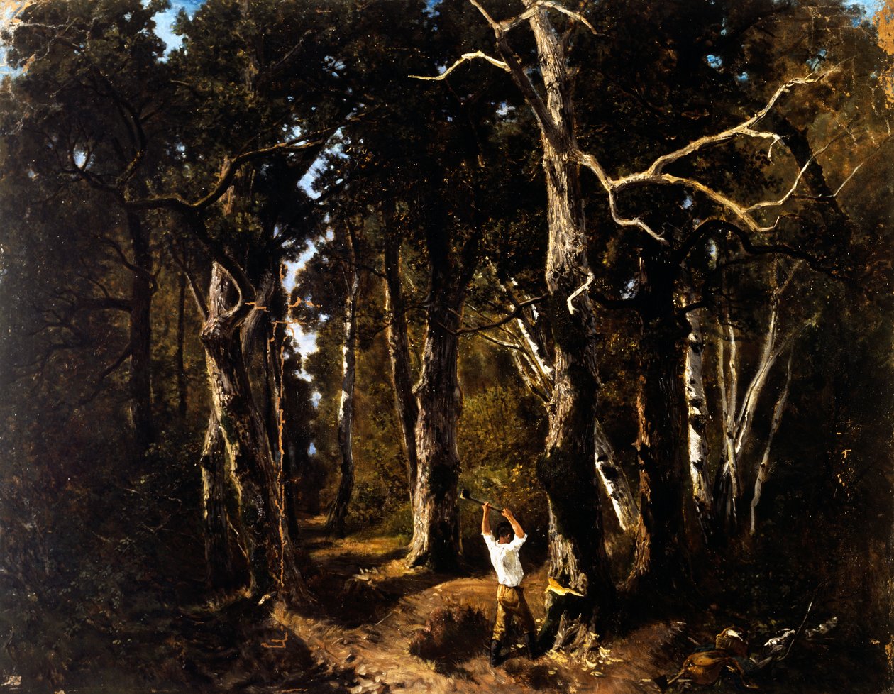 Vedhuggaren i Fontainebleau (olja på duk) av Giuseppe Palizzi
