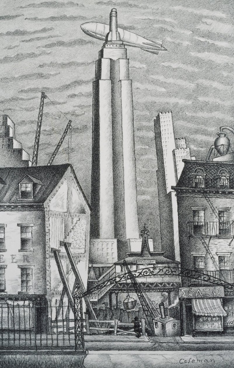 Dirigible över New York av Glenn O Coleman