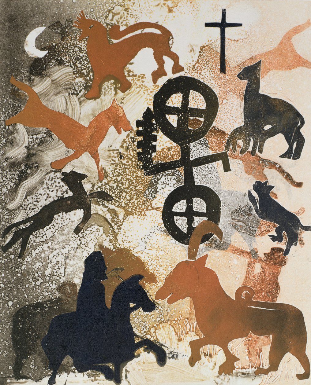 Pictish Symbols of Stone, 1995 (monotyp) av Gloria Wallington