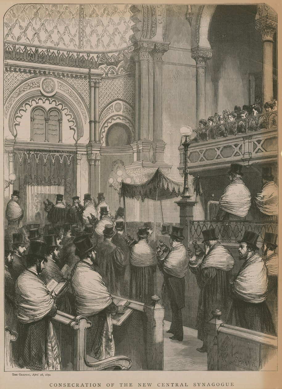 Invigning av den nya centrala synagogan (gravyr) av Godefroy Durand