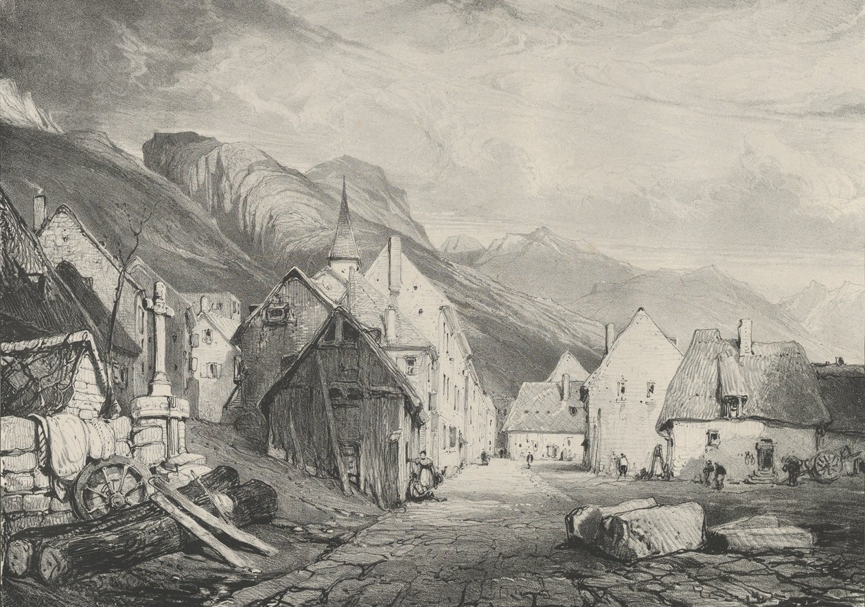 Ingången till byn Les Bains, 1831 av Godefroy Engelmann