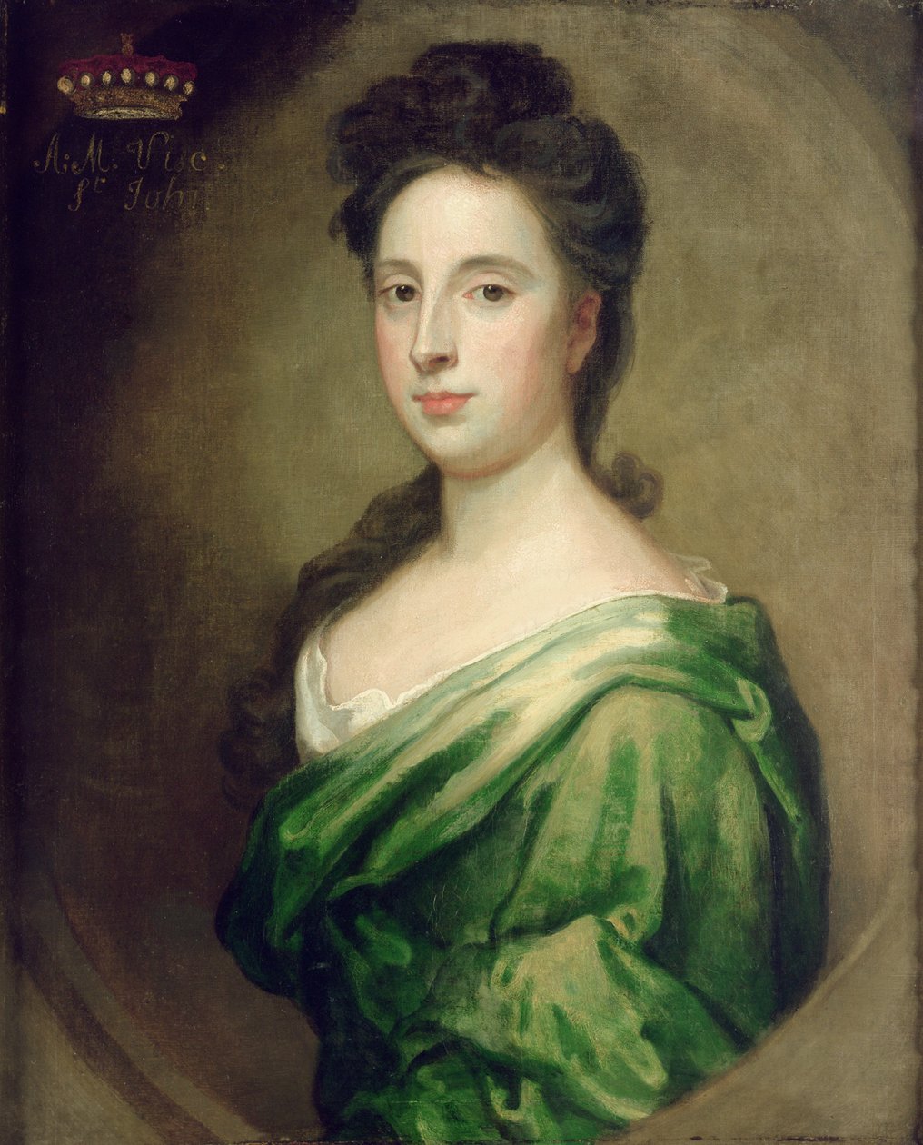 Porträtt av Angelina Magdalena (ca 1666-1736), andra hustru till 1:a viscount St. John. av Godfrey Kneller