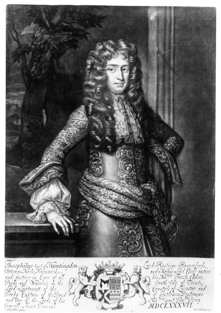 Theophilus Hastings, sjunde jarl av Huntingdon (mezzotint) av Godfrey Kneller
