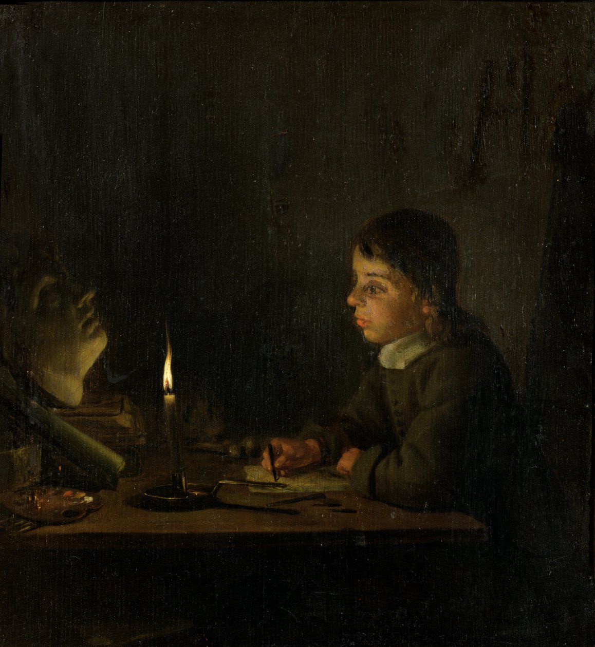 Pojketeckning vid levande ljus av Godfried Schalcken