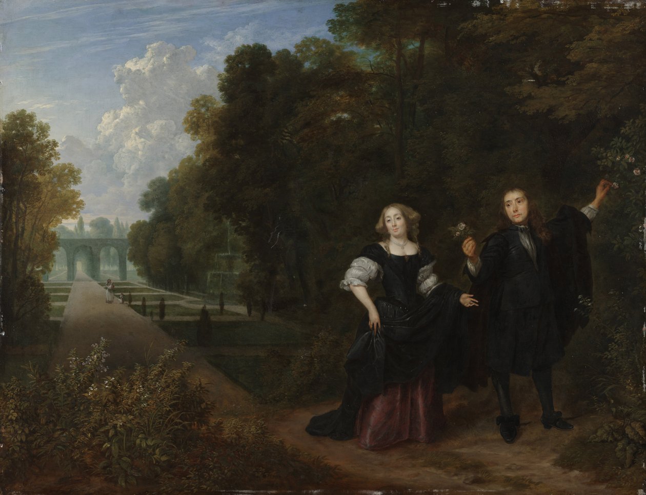 The Promenade (olja på koppar) av Gonzales Coques