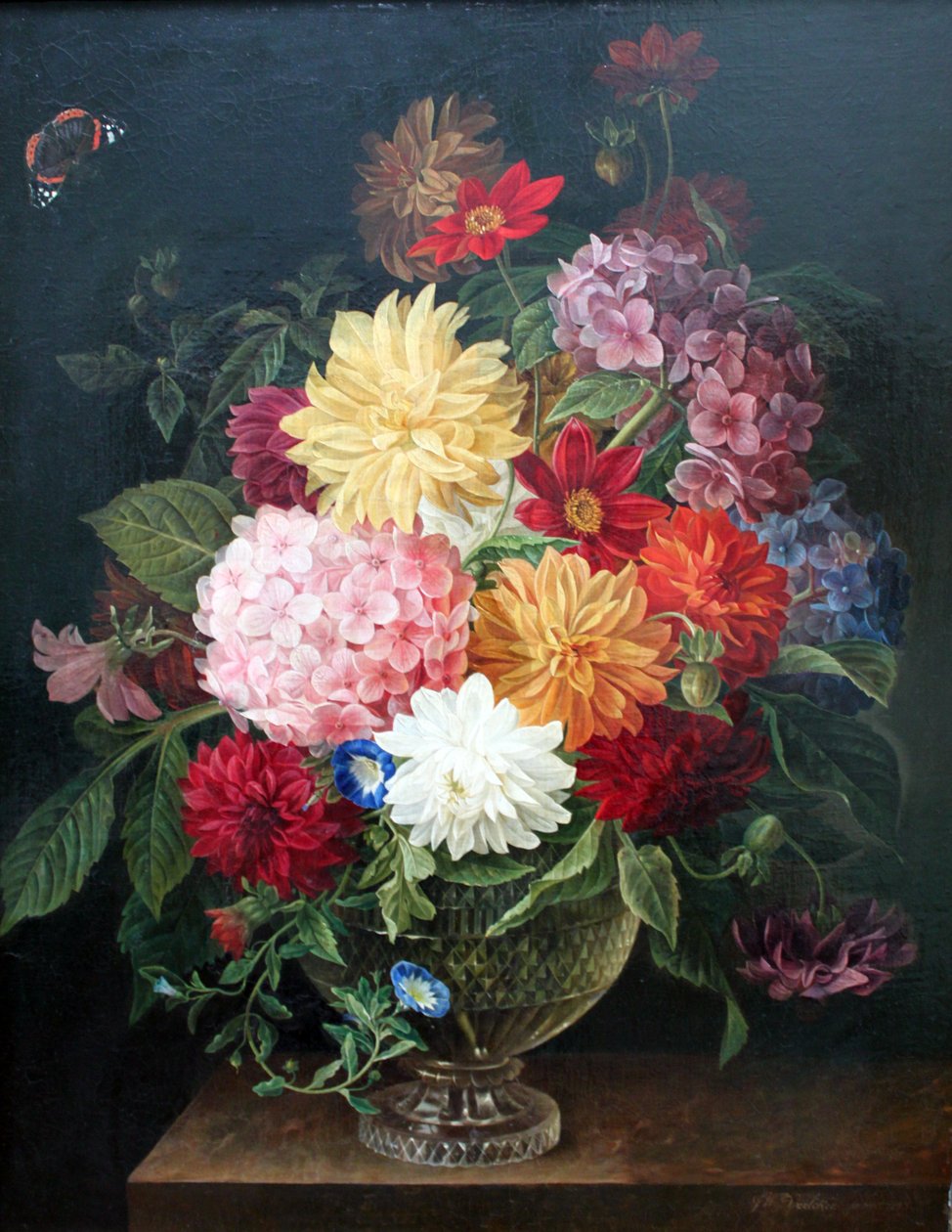 Blommigt stilleben av Gottfried Wilhelm Voelcker