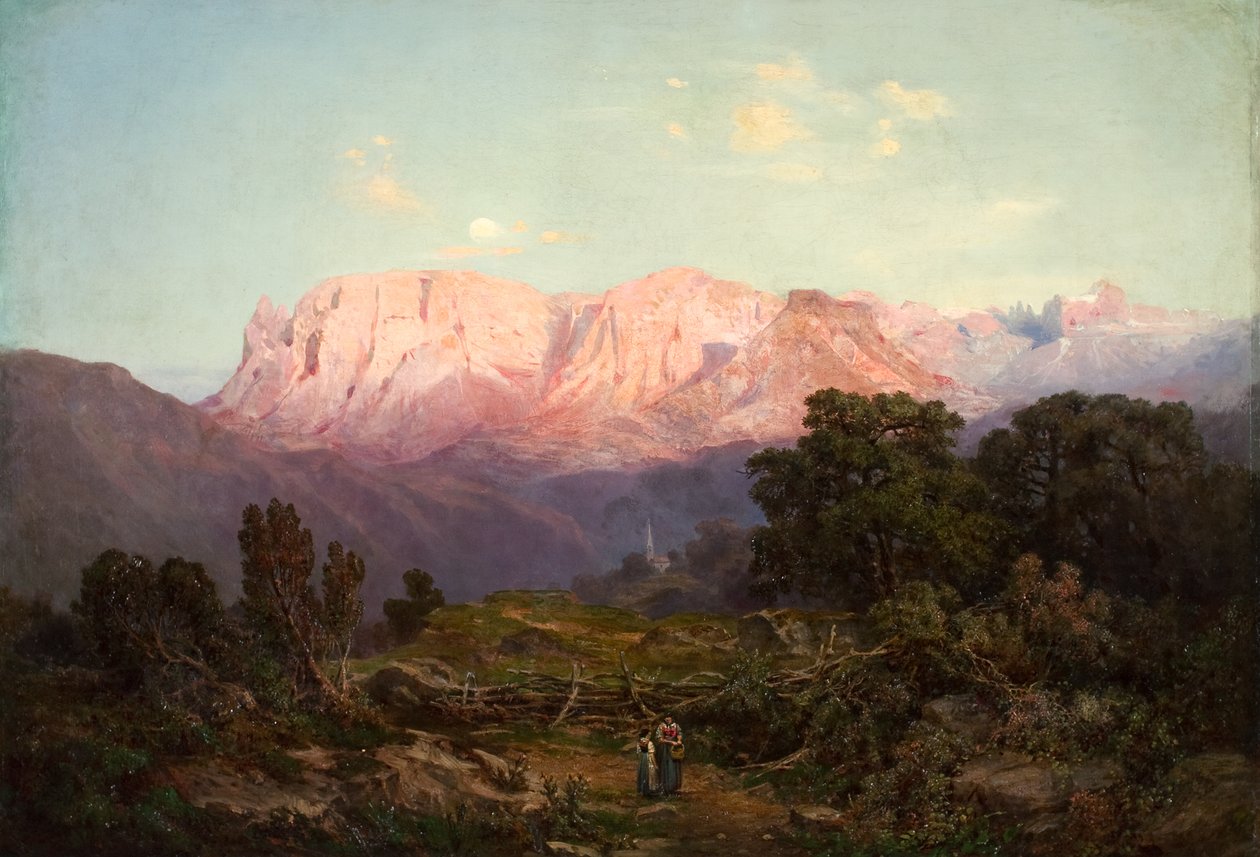 Schlern med Rosengarten sett från Rampeun av Gottfried Seelos