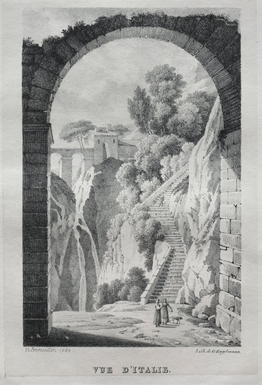 Utsikt över Italien, 1820. av Gottfried or Godefroy Engelmann