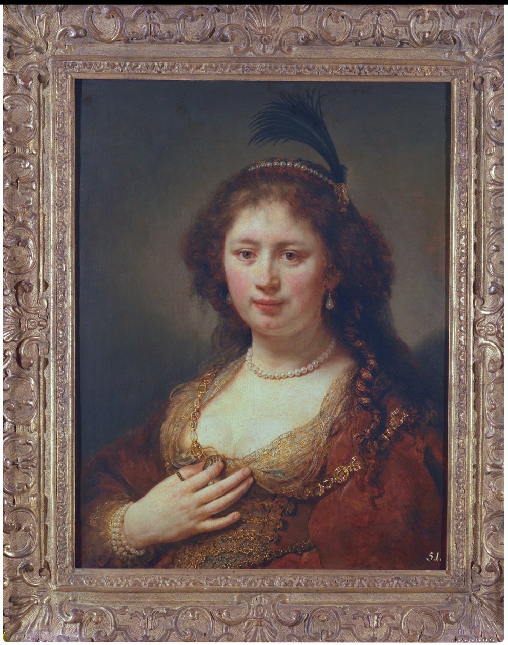 Dam med plym, 1636 av Govaert Flinck