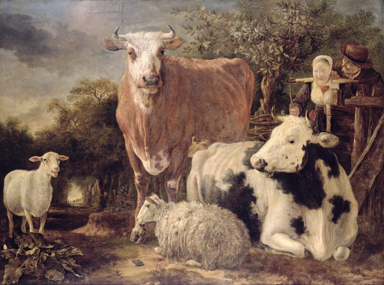 Herdsman and Herdswoman with Livestock, c.1647  av Govert Dircksz. Camphuysen