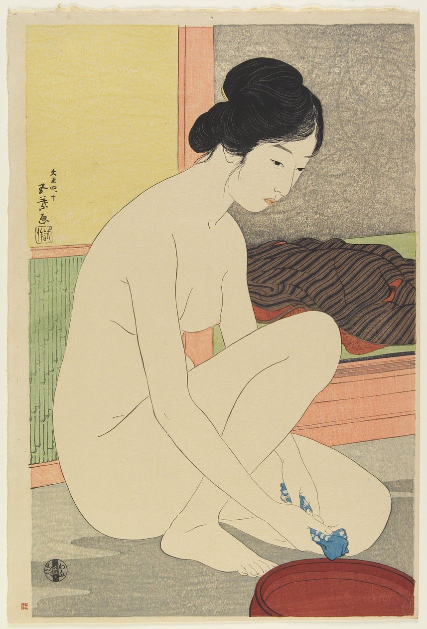 Kvinna vid badet, oktober 1915 av Goyo Hashiguchi
