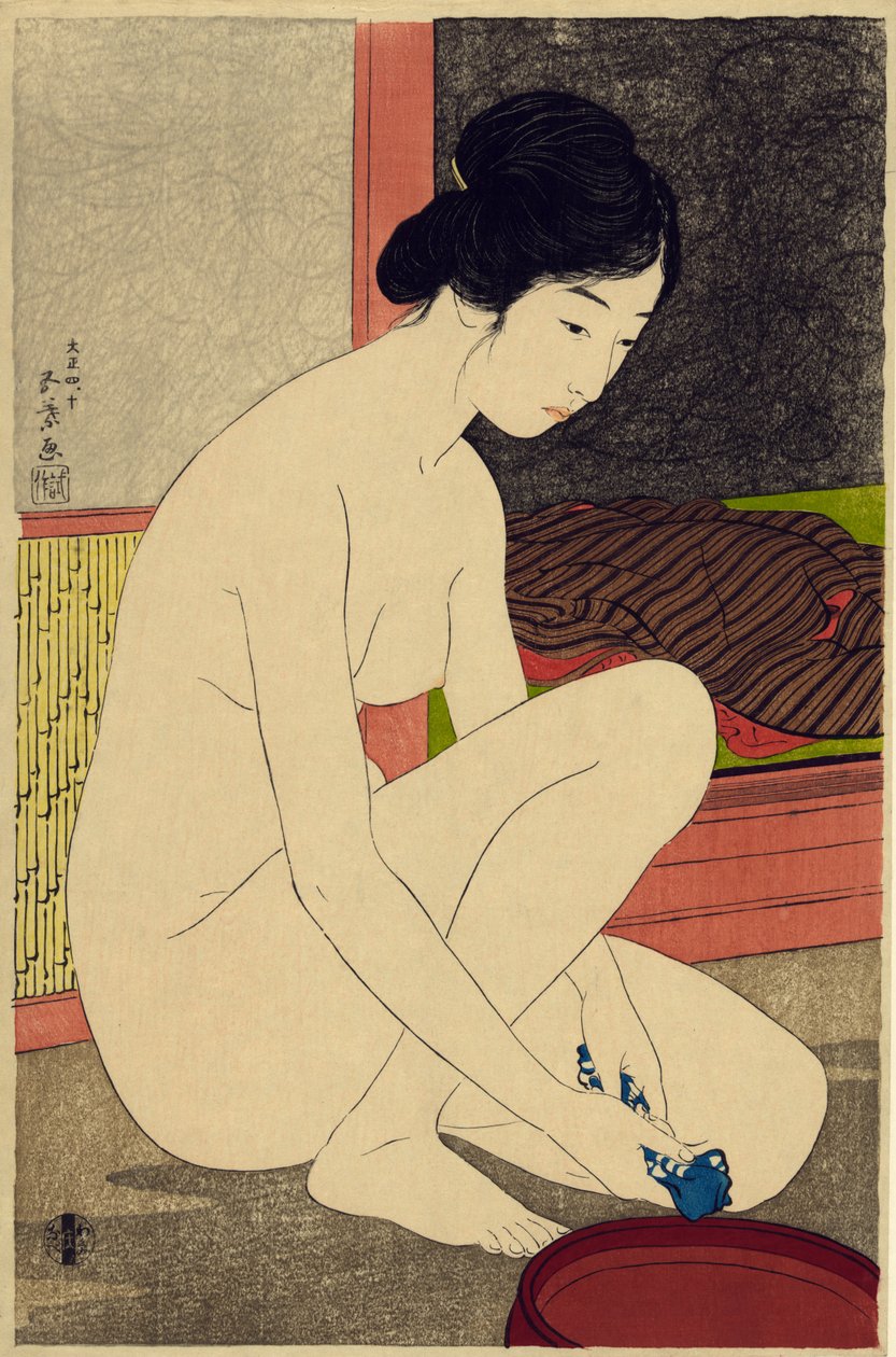 Yokugo no onna, 1915 (färgtrycksättning) av Goyo Hashiguchi