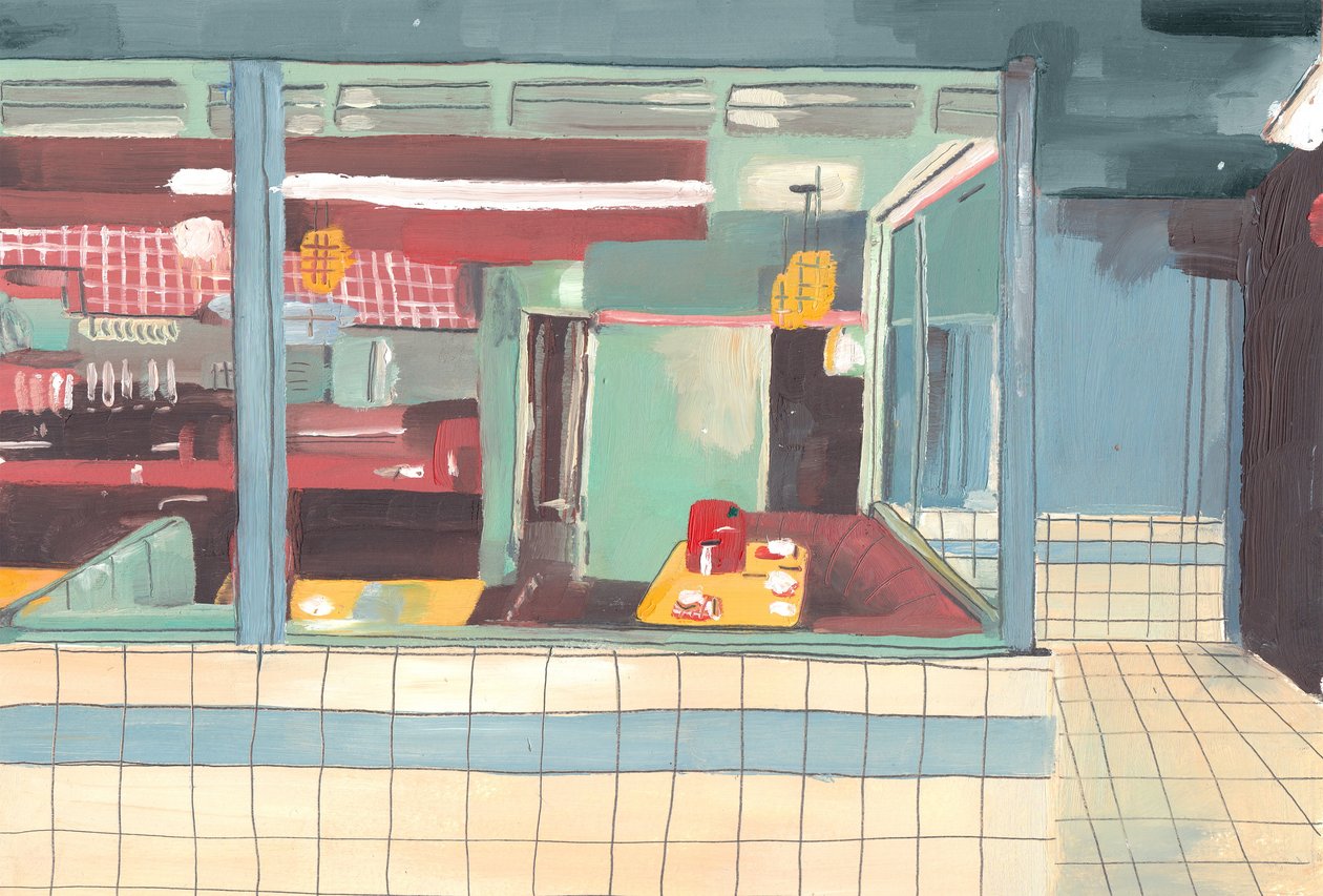 Diner, 2012 (olja på papper) av Grace Helmer