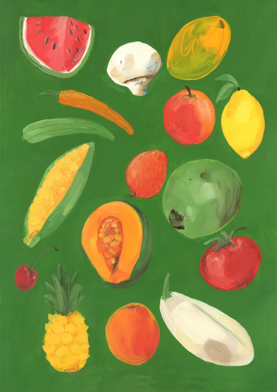 Frukt, 2013 (olja på papper) av Grace Helmer