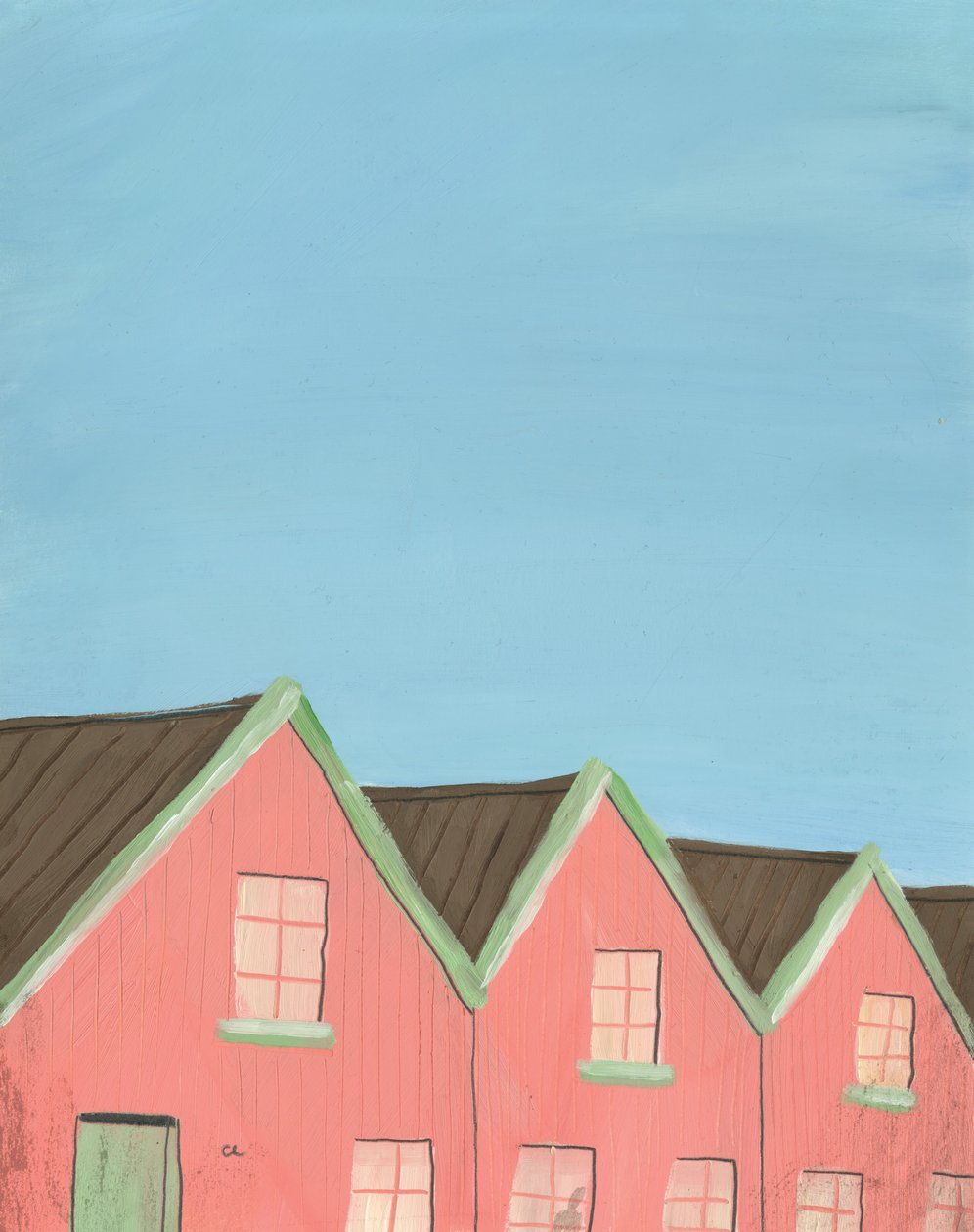 House, 2013 (olja på papper) av Grace Helmer