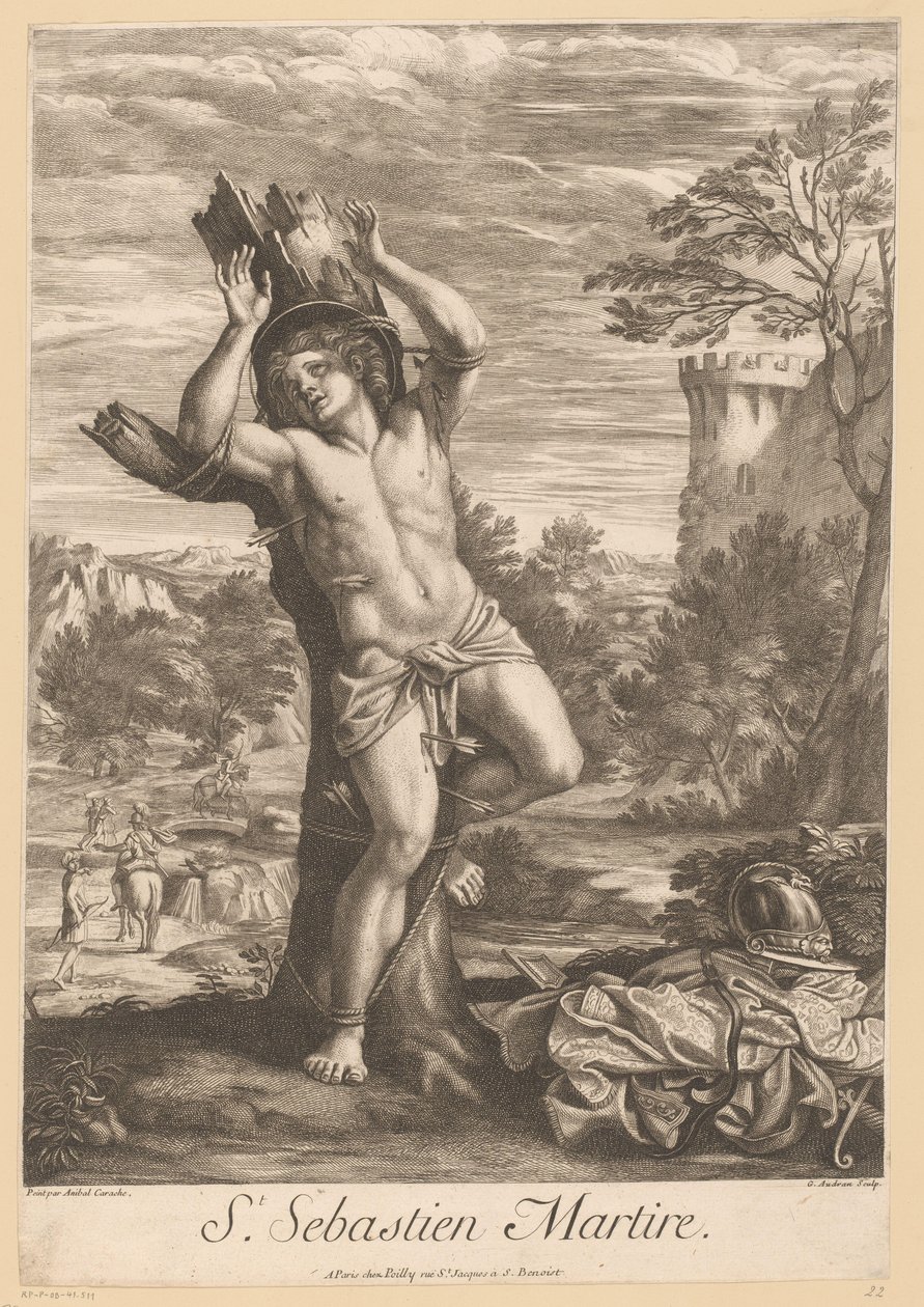 H. Sebastiaan St. Sebastien Martire (titel på objekt) av Gérard Audran