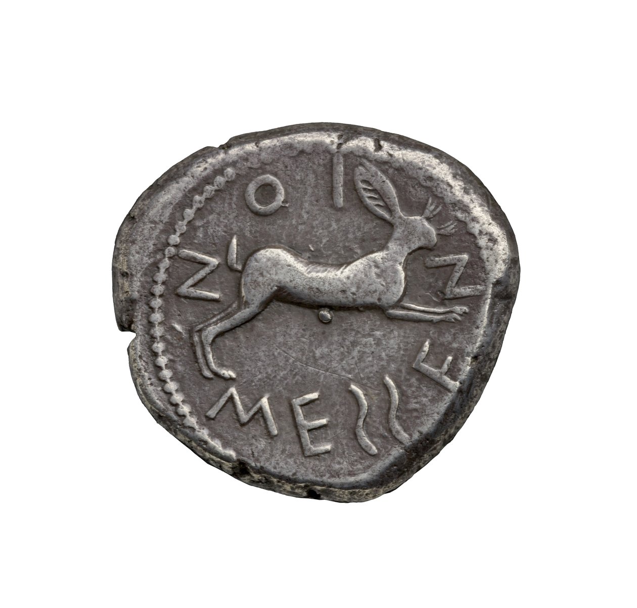 Forntida grekiskt silvermynt från Zankle-Messana, 480 f.Kr. (silver) av Greek