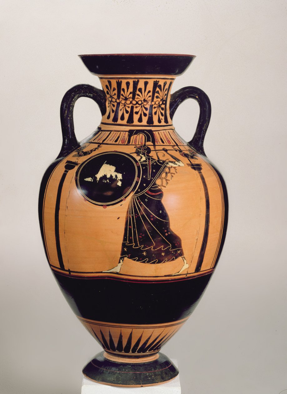 Attic svart-figur Pseudo-Panathenaic Amphora, c.500 BC (keramik) (för detaljer se 293754) av Greek