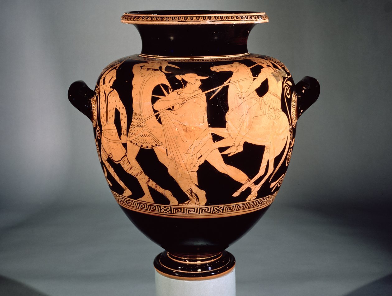 Attic rödfigur amfora föreställande amasoner och grekerna (keramik) av Greek