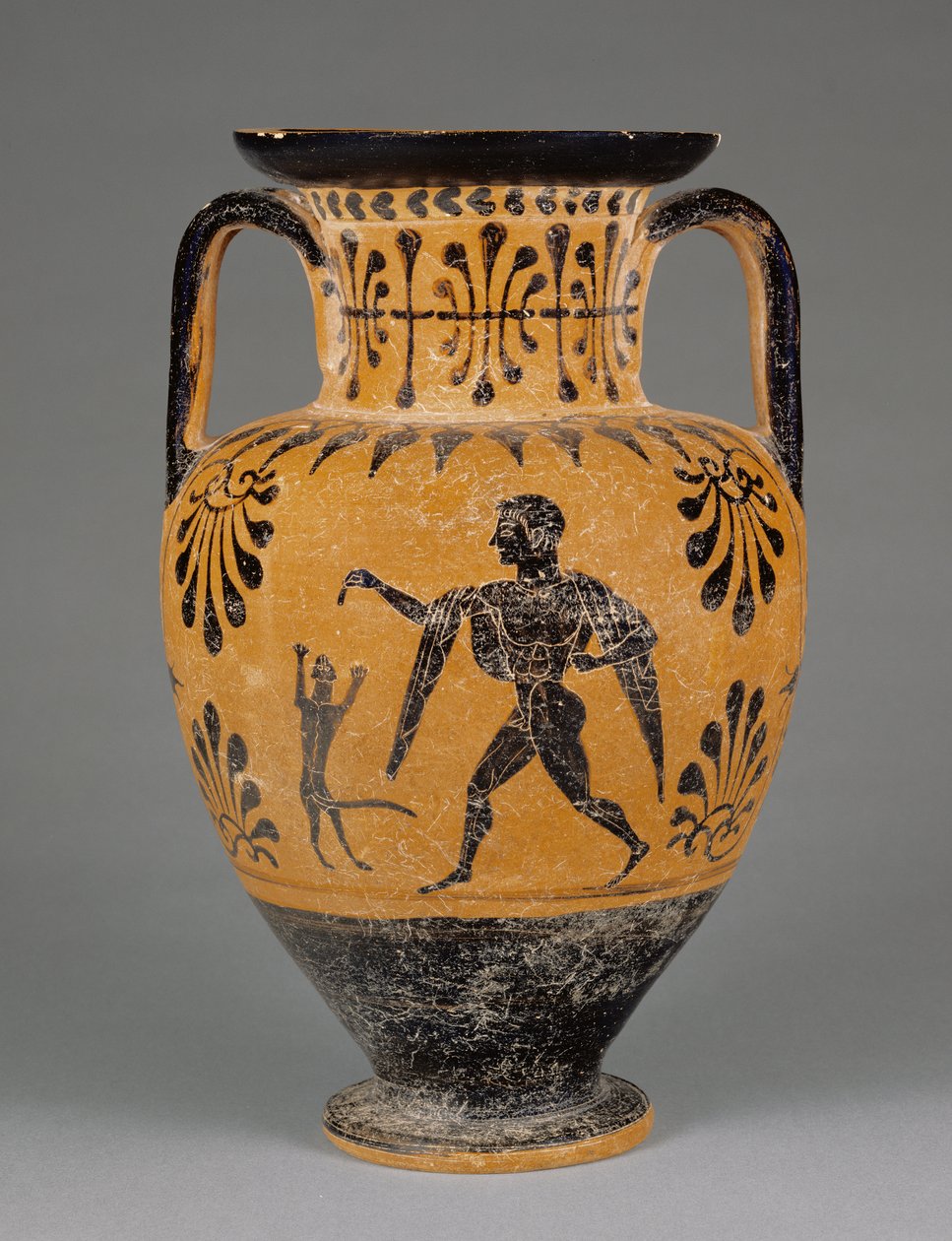 Etruskisk svart-figur hals amfora, ca 490 f.Kr. (terrakotta) av Greek