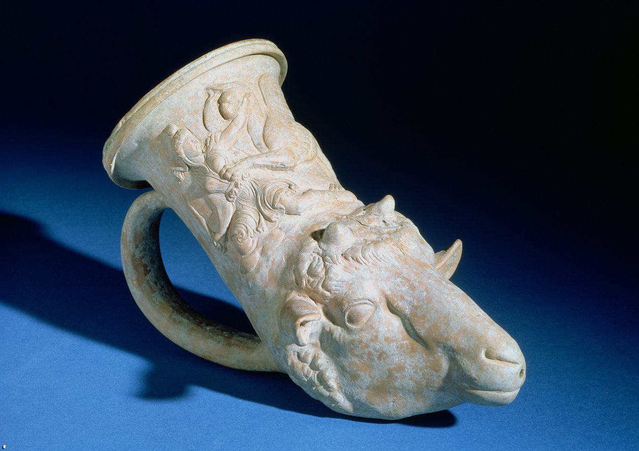 Fårhuvud rhyton (keramik) av Greek