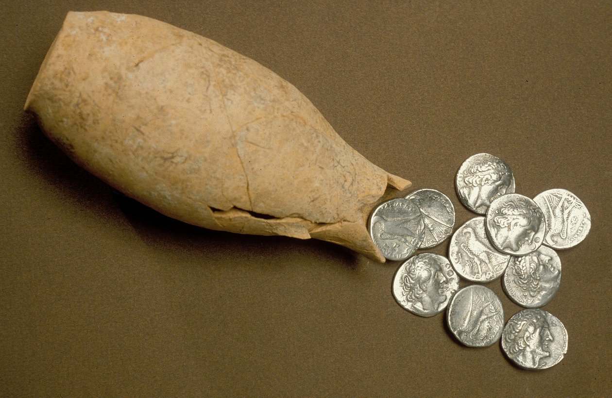 Tetradrakmer av Ptolemaios I och Ptolemaios II, c.3:e århundradet f.Kr. (silver) av Greek