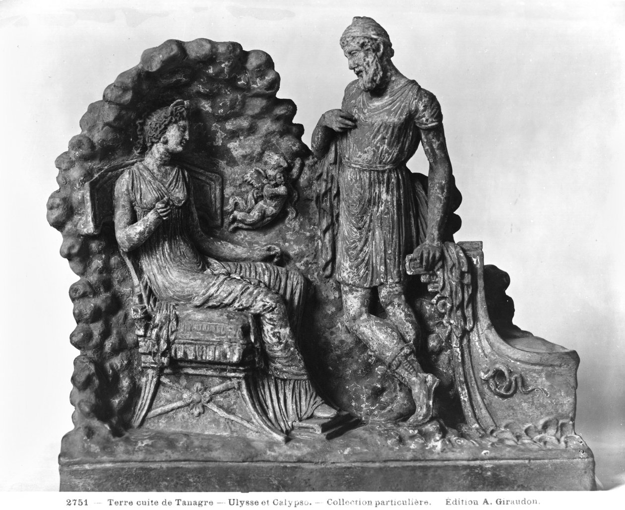 Ulysses och Calypso, från Tanagra (terrakotta) av Greek